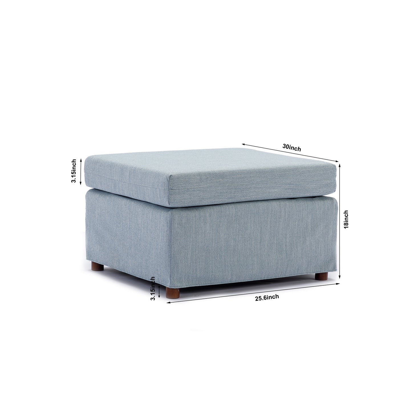 4 Seat Module Sectional Sofa Couch With 2 Ottoman,Seat Cushion and Back Cushion Removable and Washable,Light Blue