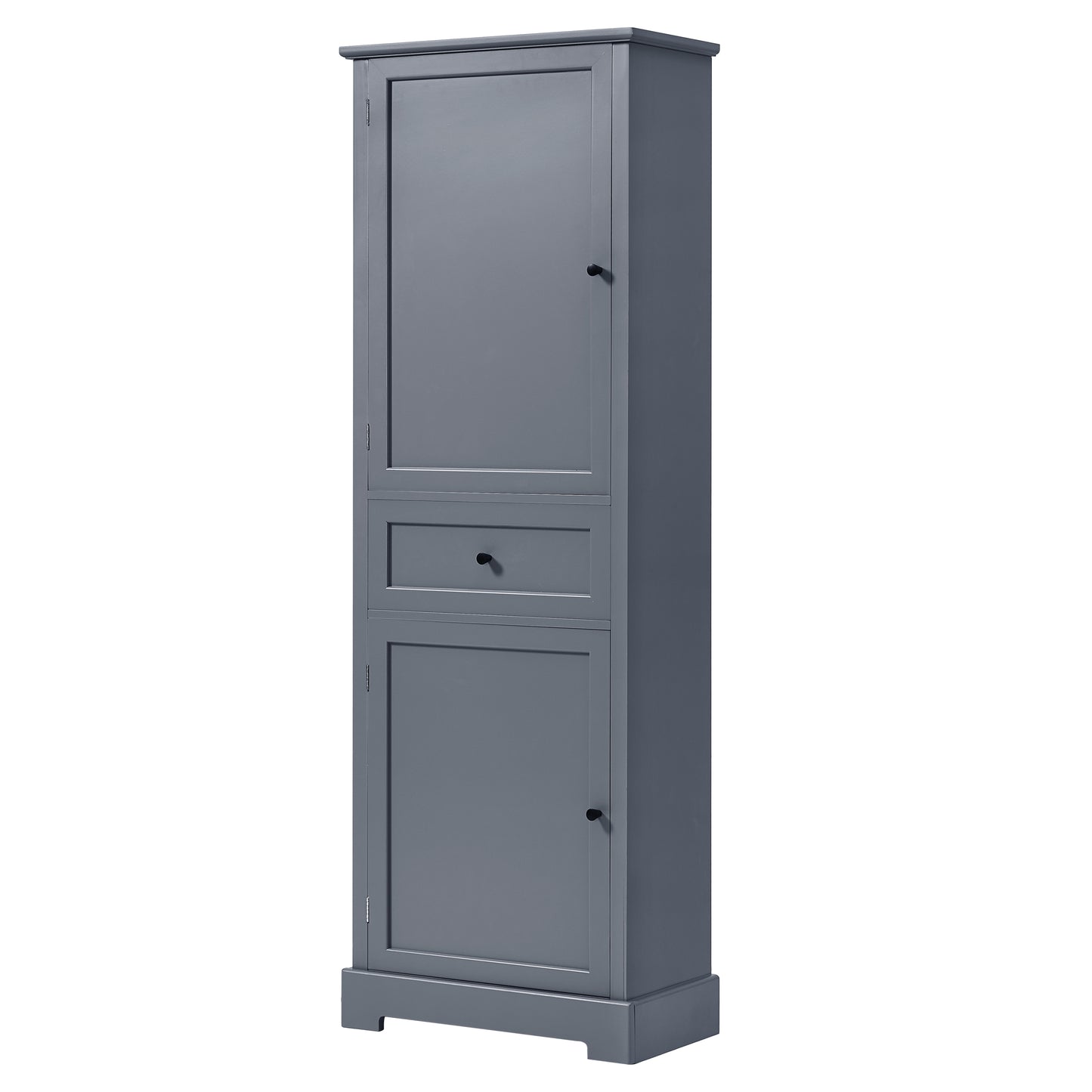 Bathroom Storage Cabinet, Tall Storage Cabinet with Two Doors and Drawer, Adjustable Shelf, Grey