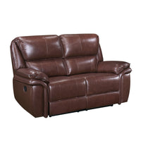 Double Reclining Loveseat Brown Leather Luxurious Comfort Style Living Room Furniture 1pc