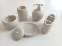 Concrete terrazzo Bath Accessory Set,White Sandstone Color