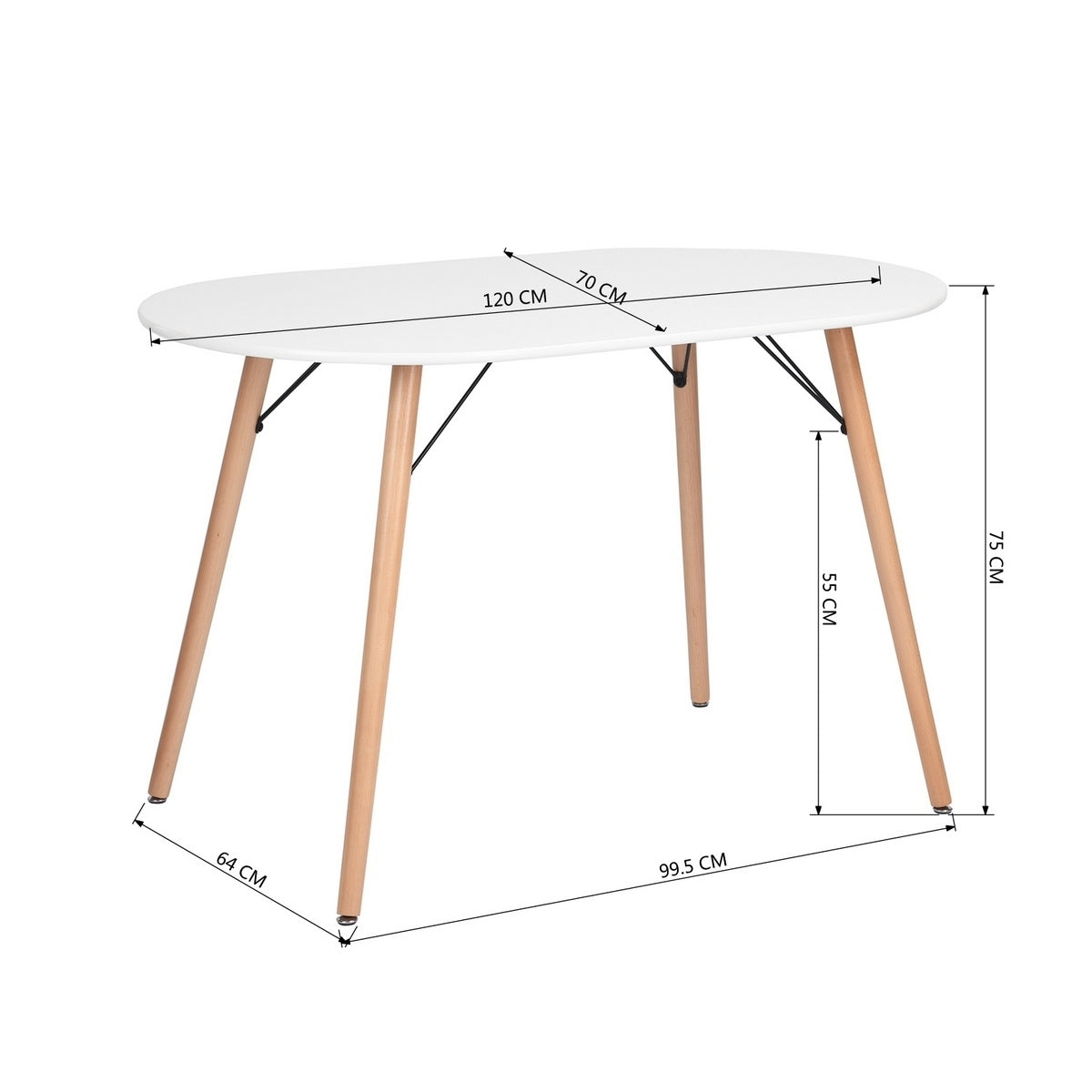 47.2"L x 27.6"W Oval Dining Table - white