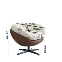 Modern Leisure Chair 360 Degree Swivel Cuddle Barrel Accent Sofa Chairs, Round Armchairs with Wide Upholstered, Fluffy Seat Cushion and Back, Two Tone ( Brown and White )