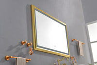 48 in. W x 30 in. H Oversized Rectangular Gold Framed LED Mirror Anti-Fog Dimmable Wall Mount Bathroom Vanity Mirror   Wall Mirror Kit For Gym And Dance Studio