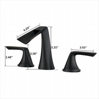 Two-Handle Widespread Bathroom Faucet Black Bathroom Faucet 8 Inch 3 Holes Waterfall Bath Sink Lavatory Supply Lines Hose