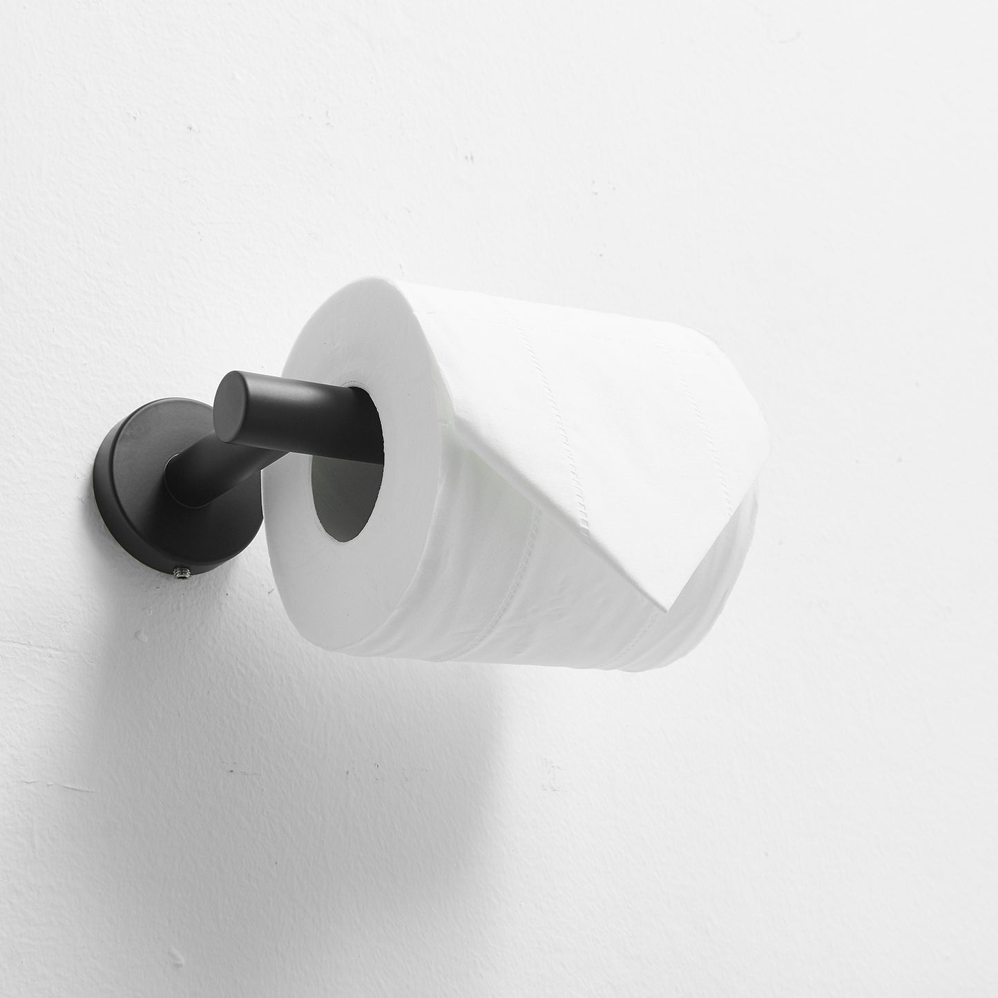 Single Post Toilet Paper Holder Wall Mounted in Matte Black