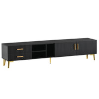 U-Can Modern TV Stand with 5 Champagne legs - Durable, stylish, spacious, versatile storage TVS up to 77" (Black)