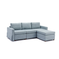 3 Seat Module Sectional Sofa Couch With 1 Ottoman,Seat Cushion and Back Cushion Removable and Washable,Light Blue