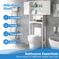 Over-The-Toilet Bathroom Cabinet with Shelf and Two Doors Space-Saving Storage, Easy to Assemble, White