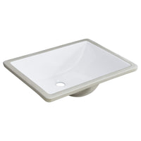 White Rectangular Undermount Bathroom Sink With Overflow