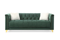 Russell Tufted Upholstery 3Pc Living Room Set Finished in Velvet Fabric in Green