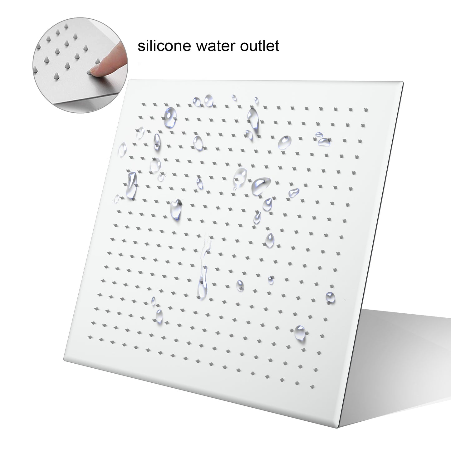 16 Inch Rain Shower Head, Square Ultra Thin 304 Stainless Steel High Pressure Shower Head,