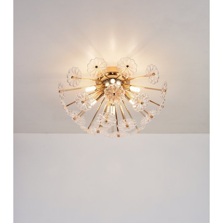 Flush Mount Ceiling Light, Crystal Chandelier Light Fixture Sputnik Firework Ceiling Lamp Modern Golden Close to Ceiling Light