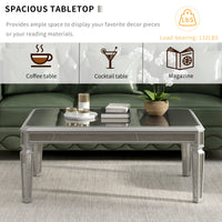 ON-TREND Sleek Glass Mirrored Coffee Table with Adjustable Legs, Easy Assembly Cocktail Table with Sturdy Design, Luxury Contemporary Center Table for Living Room, Silver