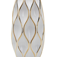 Elegant White Ceramic Vase with Gold Accents - Timeless Home Decor