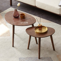 (SINGLE) Center Table Low Table 100% Solid Oak Wood Top Plate Desk Pebble Shaped Natural Wooden Coffee Table Width 58 x Depth 40 x Height 85 cm Desk Work from Home Easy to Assemble