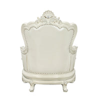 ACME Adara CHAIR W/2 PILLOWS Pearl White PU & Antique White Finish LV01226