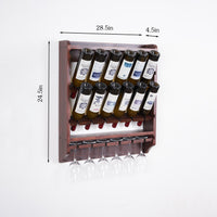 18 bottle wall wine rack/wine rack with glass holder/PINE/Solid wood /Home wine rack//Living room wine rack