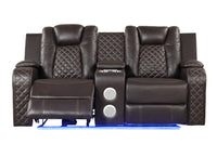 Benz LED & Power Recliner 3 PC Made With Faux Leather in Brown