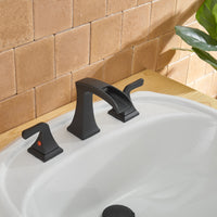 8 in. Widespread 2-Handle Waterfall Bathroom Sink Faucet in Matte Black