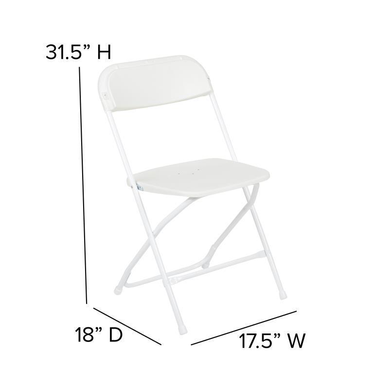 Hercules™ Series Plastic Folding Chair - White - 650LB Weight Capacity Comfortable Event Chair - Lightweight Folding Chair -