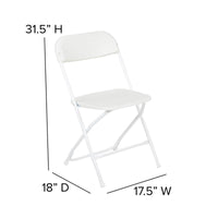 Hercules™ Series Plastic Folding Chair - White - 650LB Weight Capacity Comfortable Event Chair - Lightweight Folding Chair -