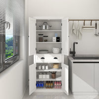 Four-door, one-drawer cabinet, Field grid model-White