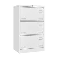 Filing Cabinet Lateral File Cabinet 3 Drawer, White Filing Cabinets with Lock, Locking Metal File Cabinets Three Drawer Office Cabinet for Legal/Letter/A4/F4 Home Offic