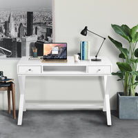 Lift Desk with 2 Drawer Storage, Computer Desk with Lift Table Top, Adjustable Height Table for Home Office, Living Room,white