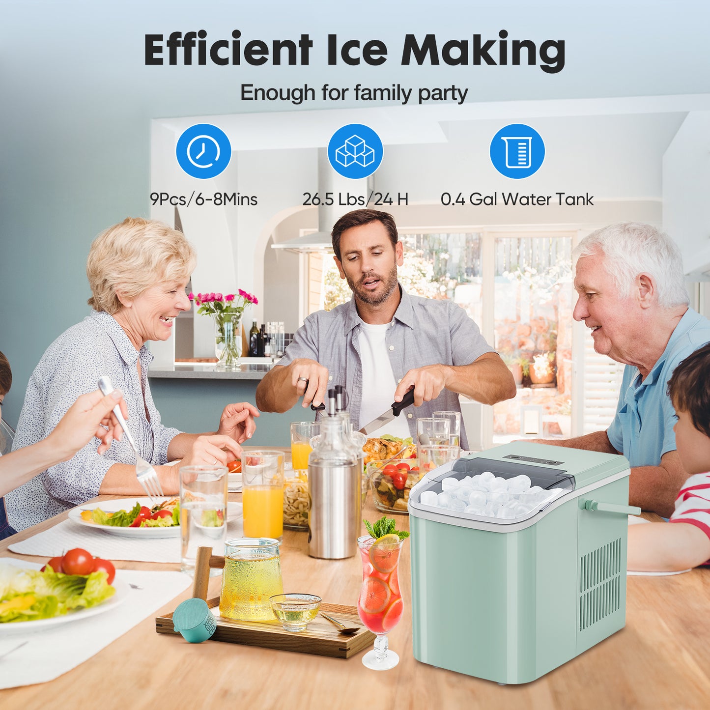 Small Portable Home Use Ice Maker,Green