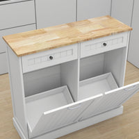 Two Drawers and Two-Compartment Tilt-Out Trash Cabinet Kitchen Trash Cabinet-White