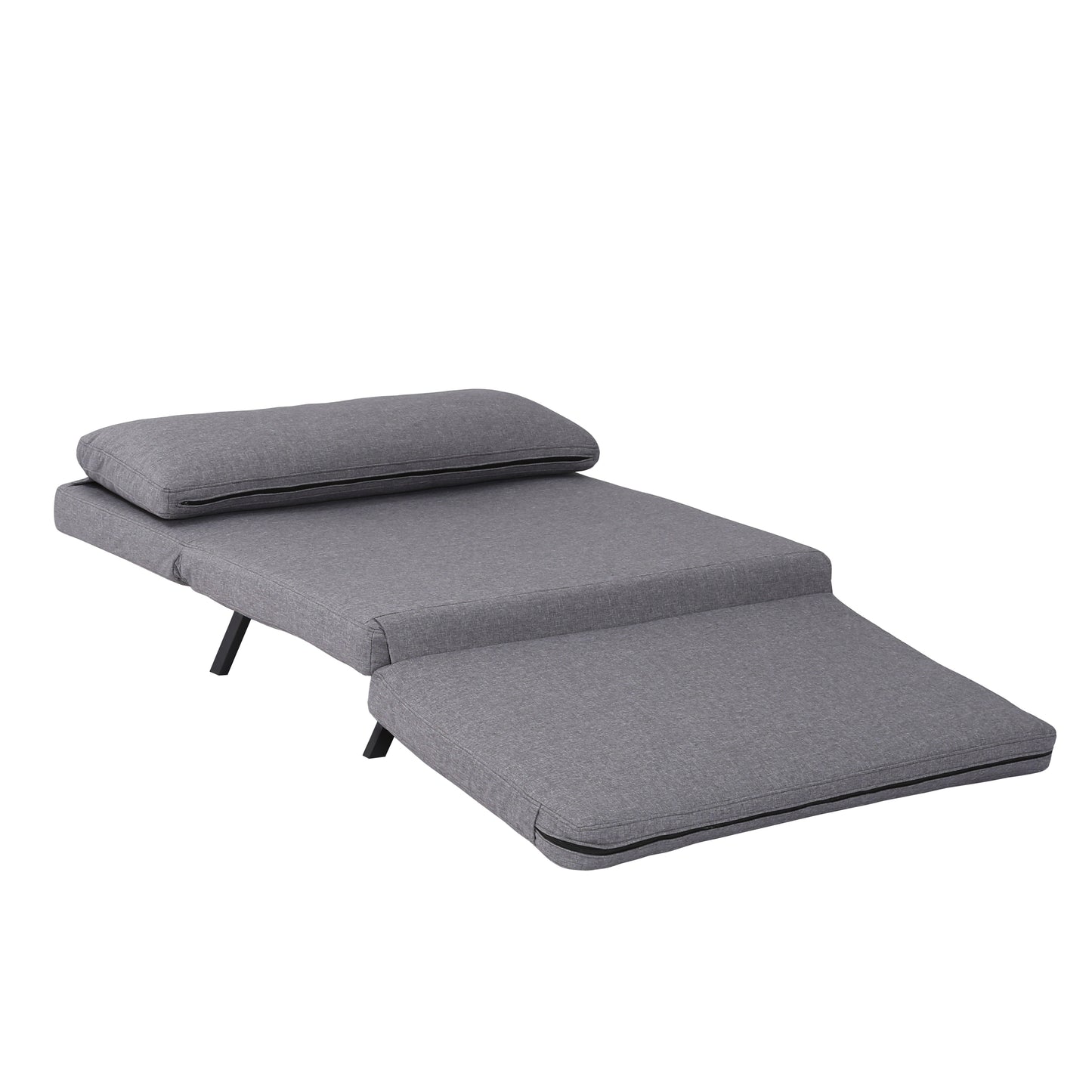 Sofa Bed, Lazy Floor Chair, 5 Position, Adjustable Backrest, Polyester, Light Grey