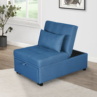 Folding Ottoman Sofa Bed (Blue)