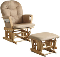 ACME Rehan Chair & Ottoman (2Pc Pk) in Taupe Microfiber & Natural Oak