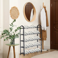 5-Tier Stackable Shoe Rack, 15-Pairs Sturdy Shoe Shelf Storage, Black Shoe Tower for Bedroom, Entryway, Hallway, and Closet