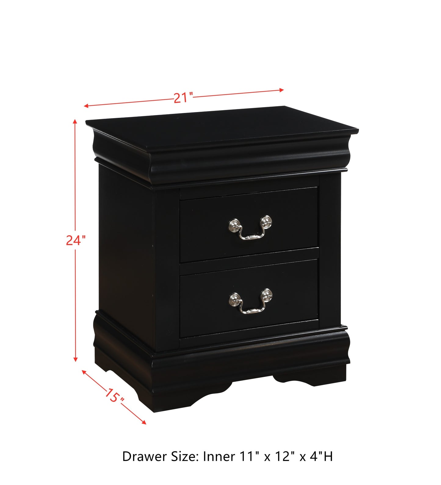 ACME Louis Philippe Nightstand in Black