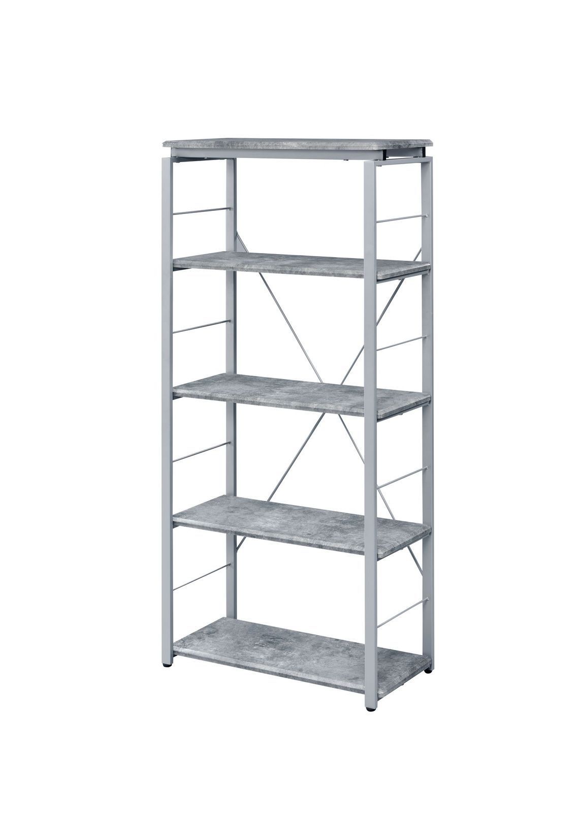 ACME Jurgen Bookshelf, Faux Concrete & Silver