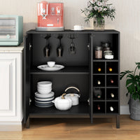 K&K Sideboards and Buffets With Storage Coffee Bar Cabinet Wine Racks Storage Server Dining Room Console 34 Inch (Black)