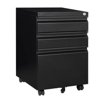 3 Drawer File Cabinet with Lock, Steel Mobile Filing Cabinet on Anti-tilt Wheels, Rolling Locking Office Cabinets Under Desk for Legal/Letter Size