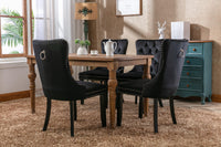 A&A Furniture, Nikki Collection Modern, High-end Tufted Solid Wood Contemporary Velvet Upholstered Dining Chair with Wood Legs Nailhead Trim 2-Pcs Set, Black