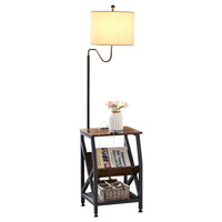 Side Table End Table with Floor Lamp