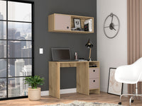 Eugene 2-Shelf 3-Drawer 2-Piece Office Set Light Oak and Taupe