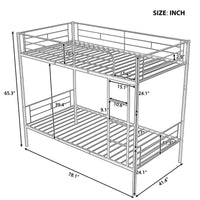 Twin Over Twin Metal Bunk Bed (White)