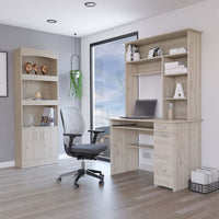 Isabelle 10-Shelf 4-Door 2-piece Office Set, Bookcase and Desk Light Gray