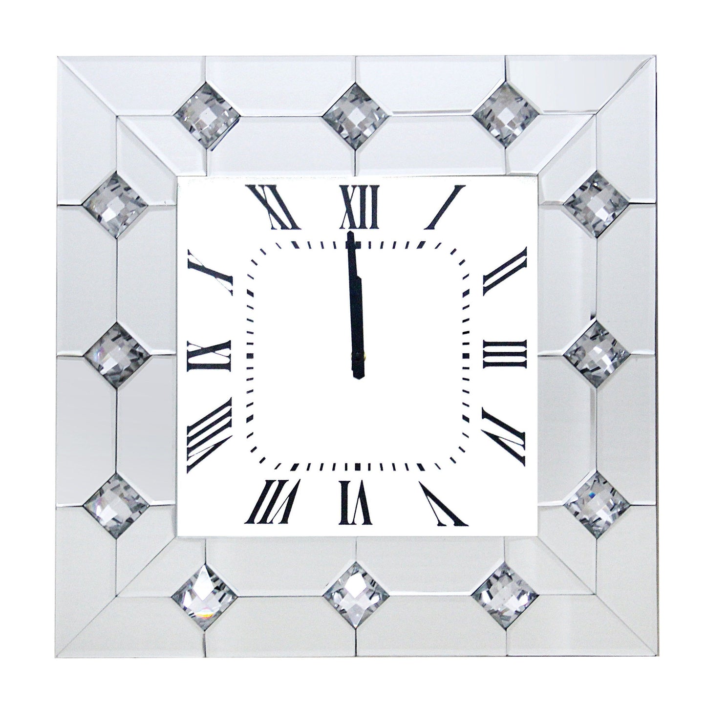 ACME Hessa Wall Clock in Mirrored & Faux Rhinestones