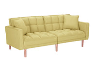 Futon Sleeper Sofa with 2 Pillows Yellow Fabric