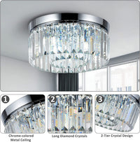 Modern Small Crystal Flush Mount Light with 6 Lights