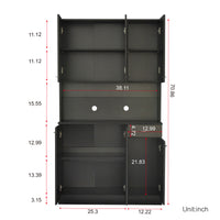 70.87" Tall Wardrobe & Kitchen Cabinet, with 6-Doors, 1-Open Shelves and 1-Drawer for Bedroom, Black