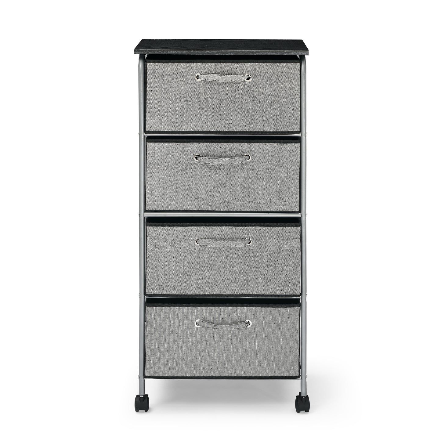 4 Drawers Fabric Dresser Storage Tower Shelves with MDF Top, Organizer Unit for Bedroom, Closet, Entryway, Hallway, Nursery Room, Office Organization, Grey (18“x12”x39“)