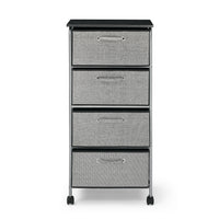 4 Drawers Fabric Dresser Storage Tower Shelves with MDF Top, Organizer Unit for Bedroom, Closet, Entryway, Hallway, Nursery Room, Office Organization, Grey (18“x12”x39“)