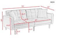 Futon Sleeper Sofa with 2 Pillows Yellow Fabric